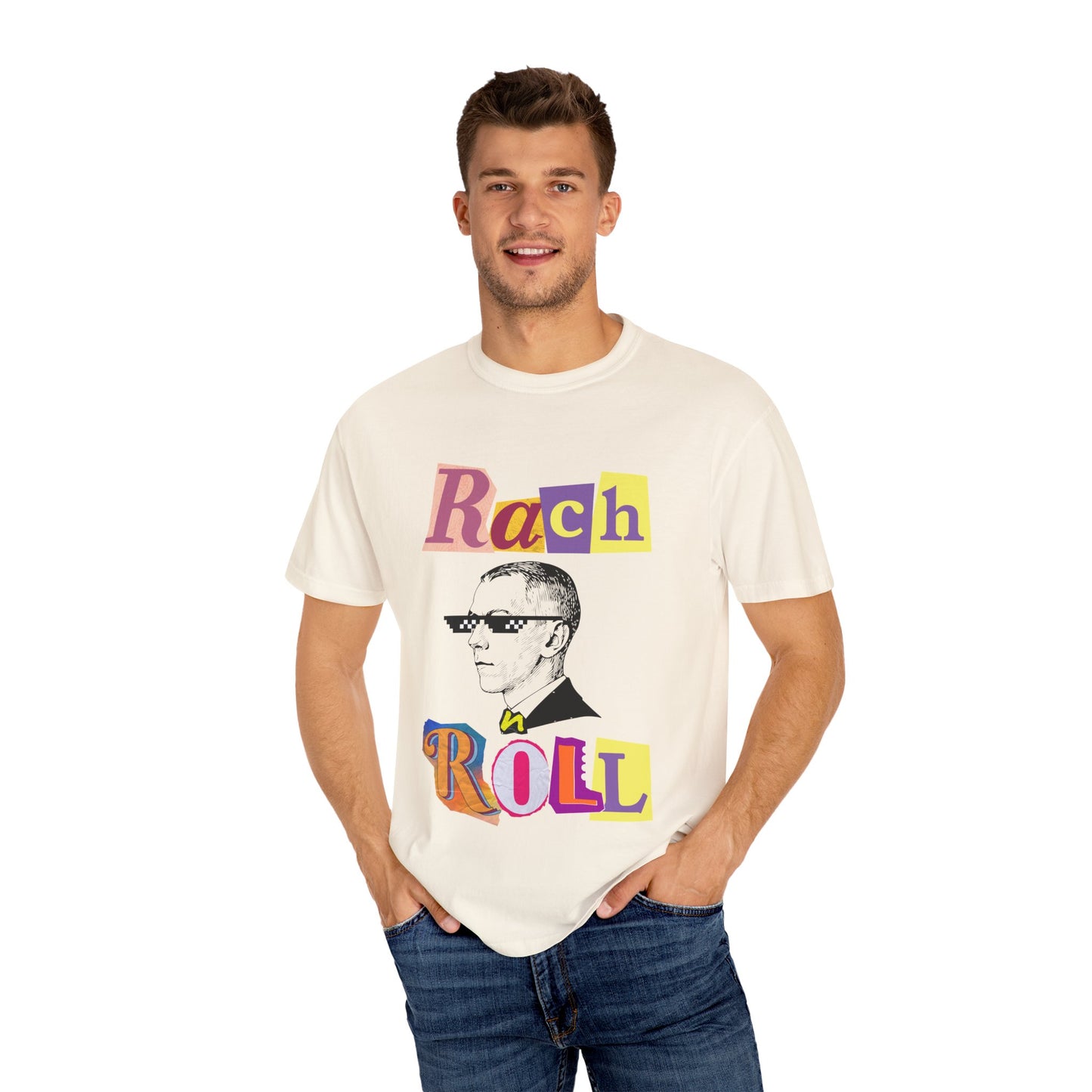 Rach(maninoff) n Roll Retro T-Shirt, Graphic Tee, Cool Gift for Musicians, Fun Concert Wear, Unisex Casual Style, Unique Music Enthusiast Apparel